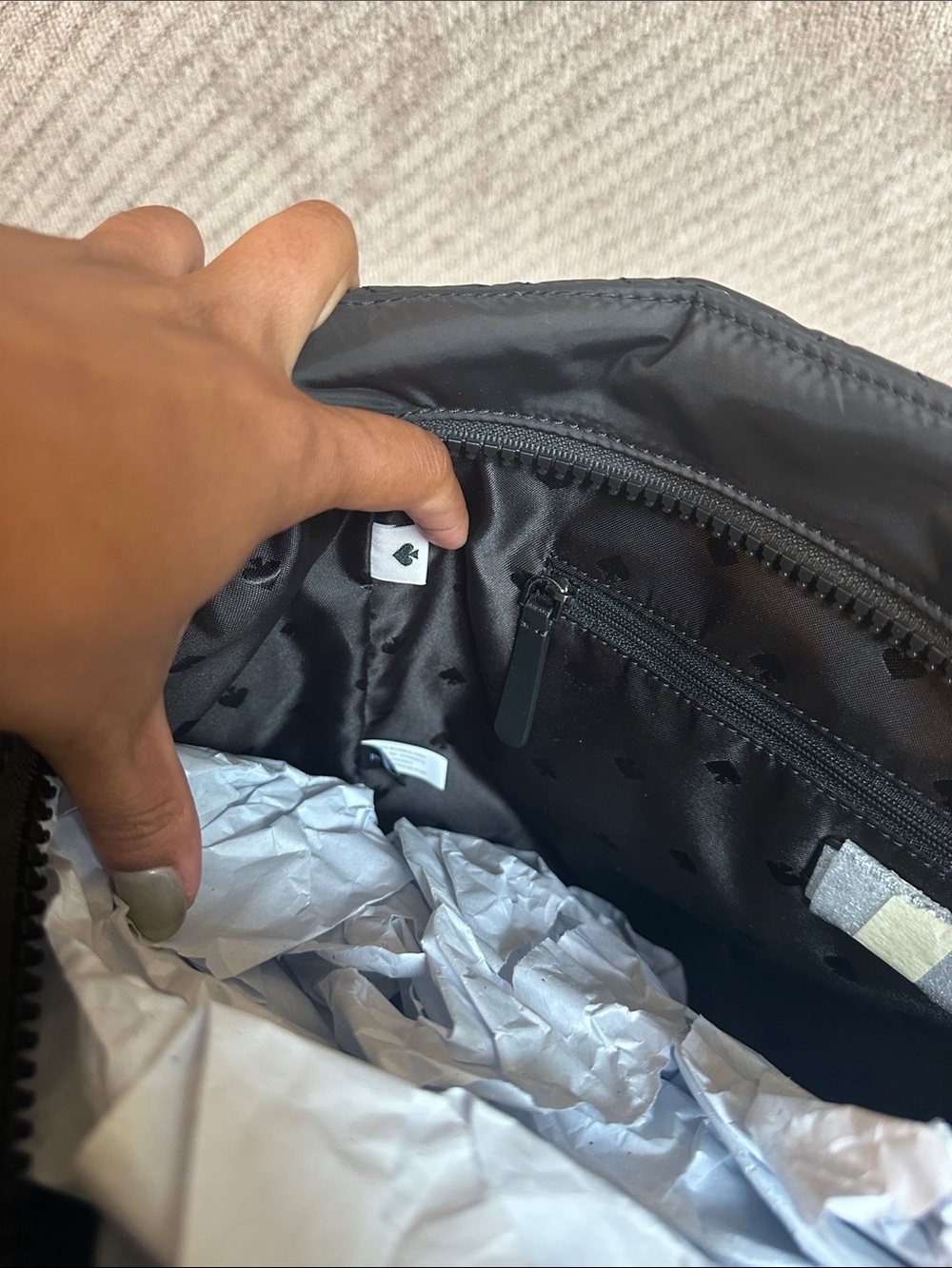 kate spade Quilted Black Nylon Tote with Leather Straps WKRU7035 - Picture 3 of 7